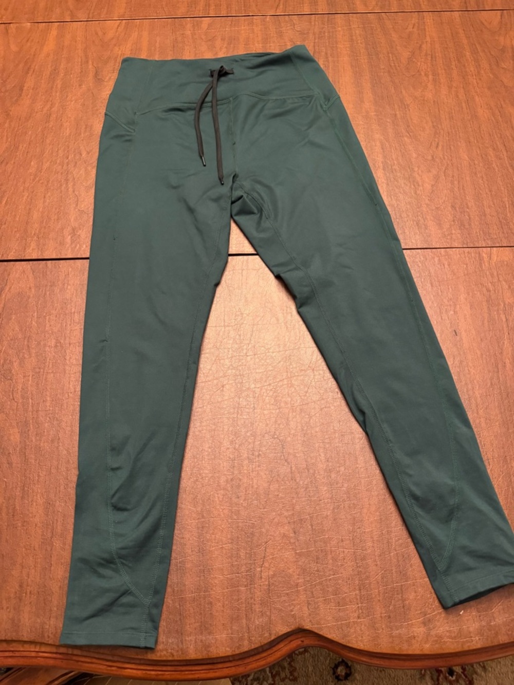 Zella Forest Green High-Waist Leggings with reflective details
